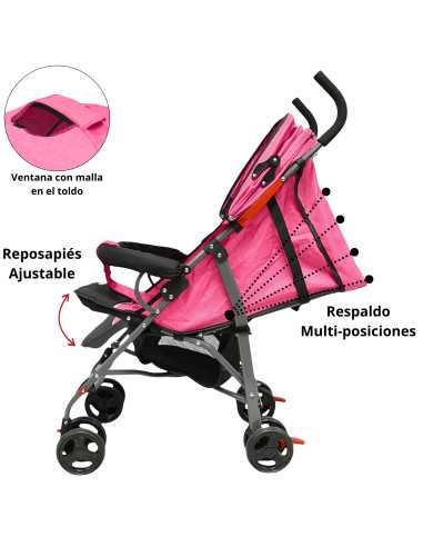 Carriola de Bastón para Bebé Asiento Multiposiciones Ruedas con Freno Cinturón de 5 Puntos Soporta hasta 15 kg | Joykoo Tienda Oficial