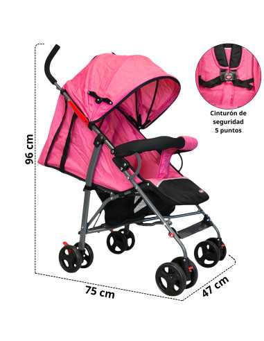Carriola de Bastón para Bebé Asiento Multiposiciones Ruedas con Freno Cinturón de 5 Puntos Soporta hasta 15 kg | Joykoo Tienda Oficial