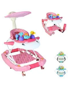 Andadera para Bebé Mecedora con Luces Bastón Altura Ajustable Ruedas de Goma Apta desde 6 meses o hasta 12 kg Joykoo - 1 2