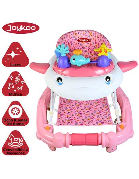 Andadera para Bebé Mecedora con Luces Bastón Altura Ajustable Ruedas de Goma Apta desde 6 meses o hasta 12 kg | Joykoo Tienda Oficial