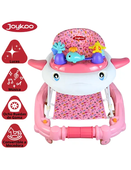 Andadera para Bebé Mecedora con Luces Bastón Altura Ajustable Ruedas de Goma Apta desde 6 meses o hasta 12 kg | Joykoo Tienda Oficial