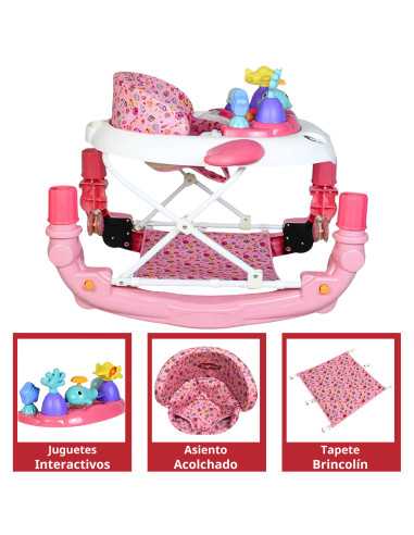 Andadera para Bebé Mecedora con Luces Bastón Altura Ajustable Ruedas de Goma Apta desde 6 meses o hasta 12 kg | Joykoo Tienda Oficial