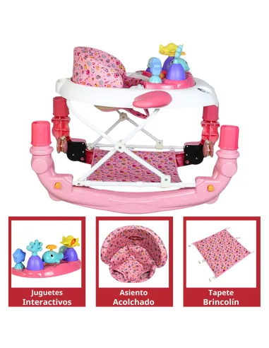 Andadera para Bebé Mecedora con Luces Bastón Altura Ajustable Ruedas de Goma Apta desde 6 meses o hasta 12 kg | Joykoo Tienda Oficial