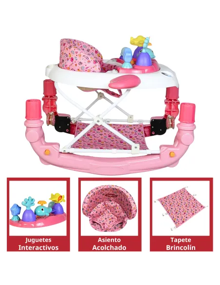 Andadera para Bebé Mecedora con Luces Bastón Altura Ajustable Ruedas de Goma Apta desde 6 meses o hasta 12 kg | Joykoo Tienda Oficial