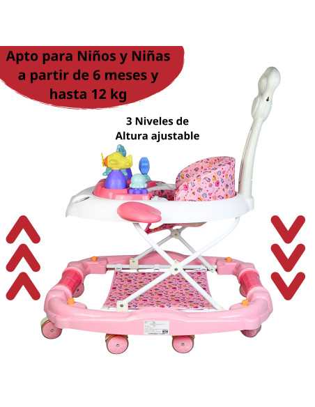 Andadera para Bebé Mecedora con Luces Bastón Altura Ajustable Ruedas de Goma Apta desde 6 meses o hasta 12 kg | Joykoo Tienda Oficial