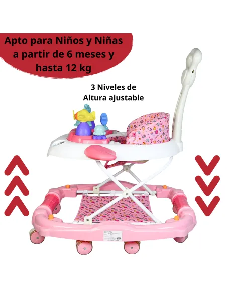 Andadera para Bebé Mecedora con Luces Bastón Altura Ajustable Ruedas de Goma Apta desde 6 meses o hasta 12 kg | Joykoo Tienda Oficial