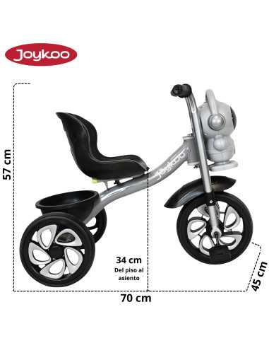 Triciclo para Niños Astronauta con Luz Sonido Ruedas de Eva y Canasta Trasera Apto a partir de 2 Años Soporta hasta 20 kg | Joykoo Tienda Oficial