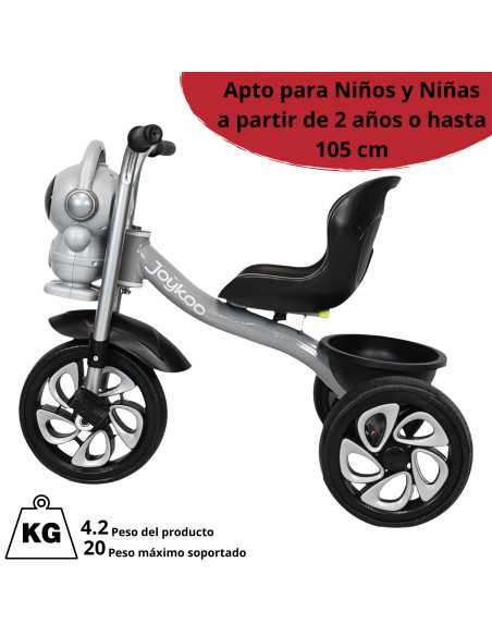 Triciclo para Niños Astronauta con Luz Sonido Ruedas de Eva y Canasta Trasera Apto a partir de 2 Años Soporta hasta 20 kg | Joykoo Tienda Oficial