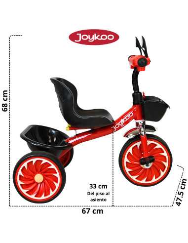 Triciclo para Niños Torreta Antenas con Luz y Sonido Ruedas de Eva Apto a partir de 2 Años Soporta 20 kg | Joykoo Tienda Oficial
