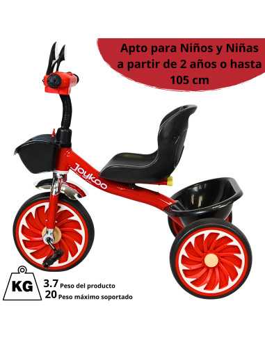 Triciclo para Niños Torreta Antenas con Luz y Sonido Ruedas de Eva Apto a partir de 2 Años Soporta 20 kg | Joykoo Tienda Oficial