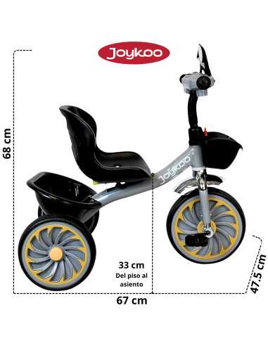 Triciclo para Niños Torreta Antenas con Luz y Sonido Ruedas de Eva Apto a partir de 2 Años Soporta 20 kg | Joykoo Tienda Oficial