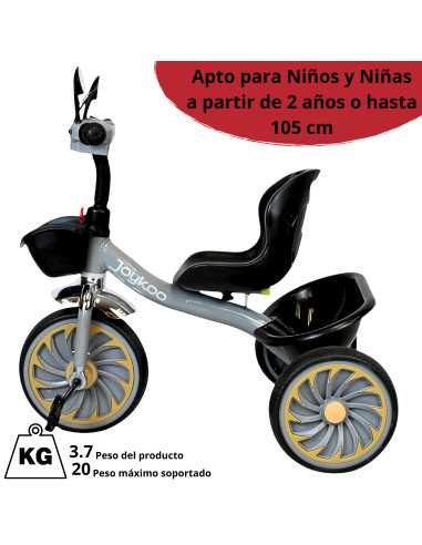 Triciclo para Niños Torreta Antenas con Luz y Sonido Ruedas de Eva Apto a partir de 2 Años Soporta 20 kg | Joykoo Tienda Oficial