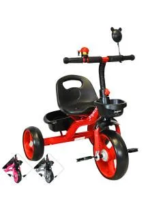 Triciclo para Niños con Timbre y Espejo Ruedas de Eva Canastas Trasera y Delantera Apto a partir de 2 Años Soporta hasta 20 kg J