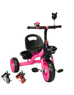 Triciclo para Niños con Timbre y Espejo Ruedas de Eva Canastas Trasera y Delantera Apto a partir de 2 Años Soporta hasta 20 kg J