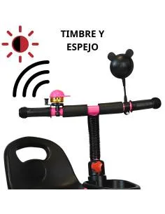Triciclo para Niños con Timbre y Espejo Ruedas de Eva Canastas Trasera y Delantera Apto a partir de 2 Años Soporta hasta 20 kg J 2