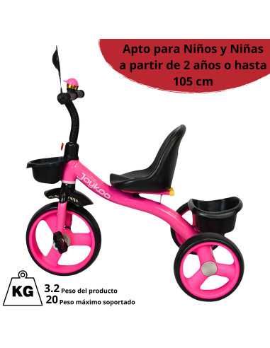 Triciclo para Niños con Timbre y Espejo Ruedas de Eva Canastas Trasera y Delantera Apto a partir de 2 Años Soporta hasta 20 kg | Joykoo Tienda Oficial