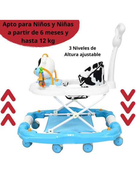 Andadera para Bebé Mecedora Vaca con Sonido Bastón Toldo Altura Ajustable Ruedas de Goma Apta desde 6 meses | Joykoo Tienda Oficial