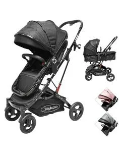 Carriola para Bebé con Asiento Reversible Convertible a Bambineto Ruedas de Goma Plegable Cinturón de 5 Puntos Joykoo - 1