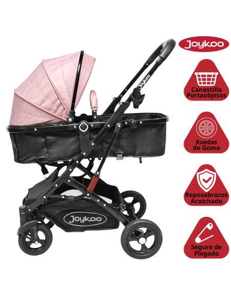 Carriola para Bebé con Asiento Reversible Convertible a Bambineto Ruedas de Goma Plegable Cinturón de 5 Puntos | Joykoo Tienda Oficial