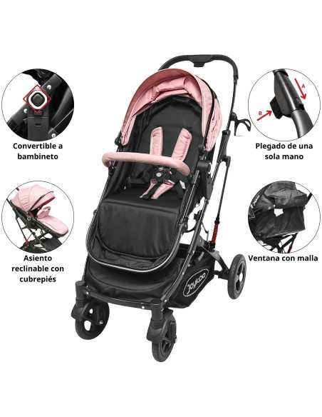 Carriola para Bebé con Asiento Reversible Convertible a Bambineto Ruedas de Goma Plegable Cinturón de 5 Puntos | Joykoo Tienda Oficial