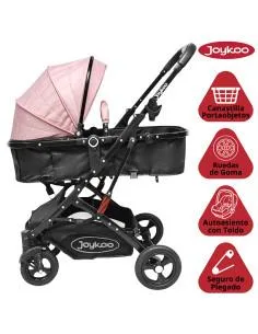 Carriola para Bebé con Portabebé Reversible Convertible a Bambineto Ruedas de Goma con Freno Plegable Cinturón de 5 Puntos Joyko 2