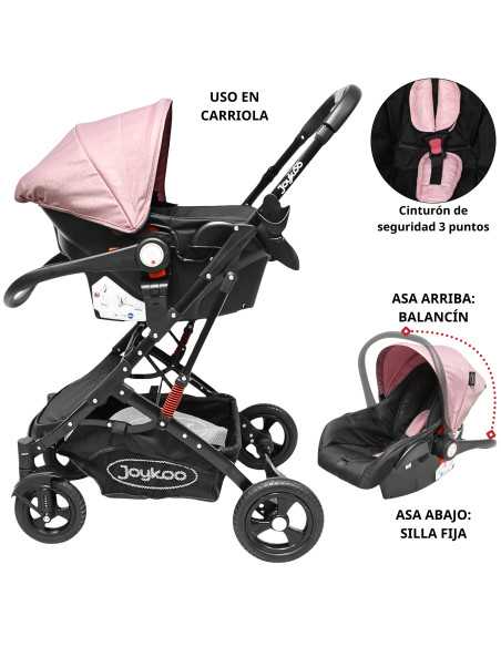 Carriola para Bebé con Portabebé Reversible Convertible a Bambineto Ruedas de Goma con Freno Plegable Cinturón de 5 Puntos | Joykoo Tienda Oficial