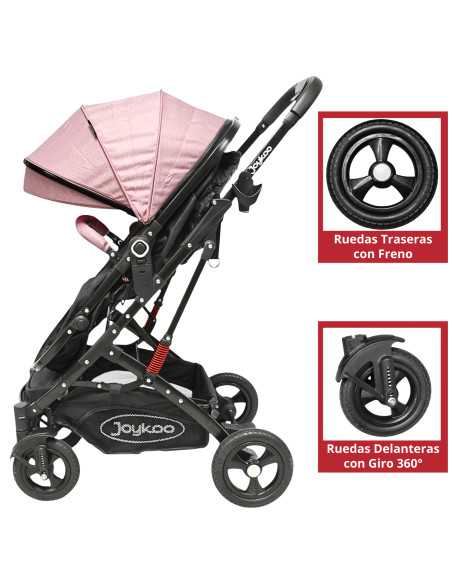 Carriola para Bebé con Portabebé Reversible Convertible a Bambineto Ruedas de Goma con Freno Plegable Cinturón de 5 Puntos | Joykoo Tienda Oficial