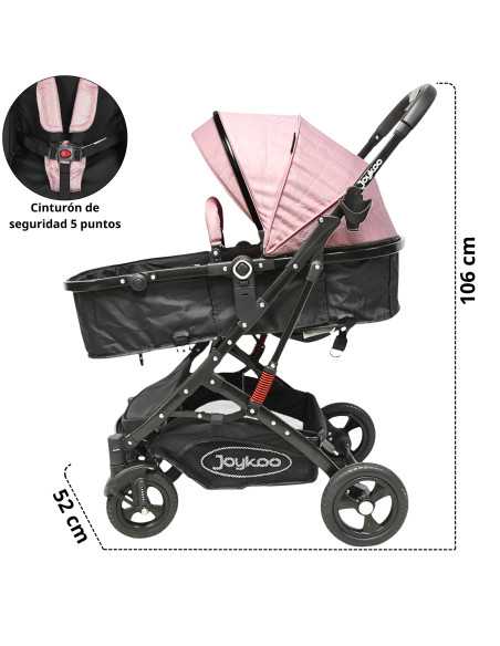 Carriola para Bebé con Portabebé Reversible Convertible a Bambineto Ruedas de Goma con Freno Plegable Cinturón de 5 Puntos | Joykoo Tienda Oficial