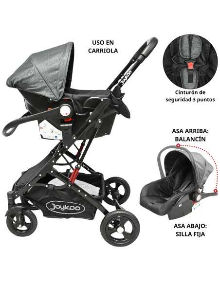 Carriola para Bebé con Portabebé Reversible Convertible a Bambineto Ruedas de Goma con Freno Plegable Cinturón de 5 Puntos | Joykoo Tienda Oficial