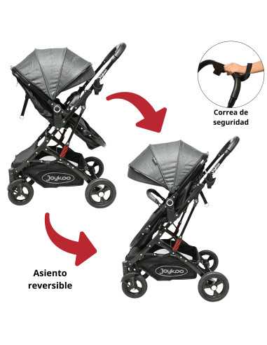 Carriola para Bebé con Portabebé Reversible Convertible a Bambineto Ruedas de Goma con Freno Plegable Cinturón de 5 Puntos | Joykoo Tienda Oficial