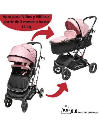 Carriola para Bebé con Asiento Reversible Convertible a Bambineto Ruedas de Goma Plegable Cinturón de 5 Puntos | Joykoo Tienda Oficial