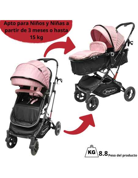 Carriola para Bebé con Asiento Reversible Convertible a Bambineto Ruedas de Goma Plegable Cinturón de 5 Puntos | Joykoo Tienda Oficial