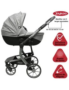 Carriola para Bebé Asiento Reversible Bambineto Acolchado Ruedas de Goma Plegable Cinturón de Seguridad Joykoo - 1 2