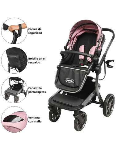 Carriola para Bebé Asiento Reversible Bambineto Acolchado Ruedas de Goma Plegable Cinturón de Seguridad | Joykoo Tienda Oficial