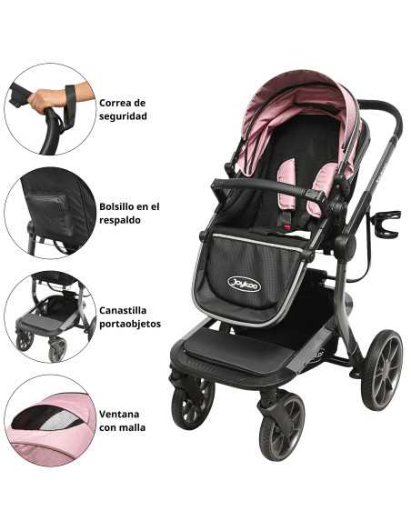 Carriola para Bebé Asiento Reversible Bambineto Acolchado Ruedas de Goma Plegable Cinturón de Seguridad | Joykoo Tienda Oficial