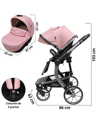 Carriola para Bebé Asiento Reversible Bambineto Acolchado Ruedas de Goma Plegable Cinturón de Seguridad | Joykoo Tienda Oficial