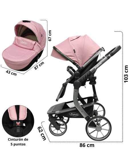 Carriola para Bebé Asiento Reversible Bambineto Acolchado Ruedas de Goma Plegable Cinturón de Seguridad | Joykoo Tienda Oficial