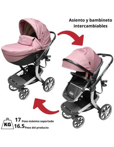 Carriola para Bebé Asiento Reversible Bambineto Acolchado Ruedas de Goma Plegable Cinturón de Seguridad | Joykoo Tienda Oficial