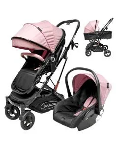 Carriola para Bebé con Portabebé Reversible Convertible a Bambineto Ruedas de Goma con Freno Plegable Cinturón de 5 Puntos Joyko