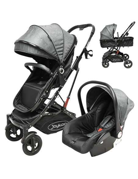 Carriola para Bebé con Portabebé Reversible Convertible a Bambineto Ruedas de Goma con Freno Plegable Cinturón de 5 Puntos | Joykoo Tienda Oficial