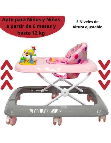 Andadera para Bebé Luz y Sonido Juguetes Interactivos Altura Ajustable Plegable Ruedas de Goma Apta desde 6 meses y hasta 12 kg | Joykoo Tienda Oficial