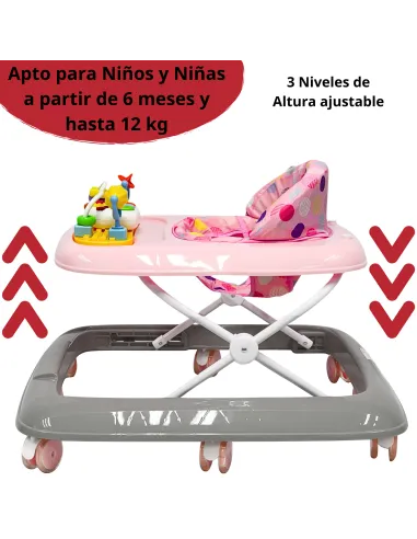Andadera para Bebé Luz y Sonido Juguetes Interactivos Altura Ajustable Plegable Ruedas de Goma Apta desde 6 meses y hasta 12 kg | Joykoo Tienda Oficial
