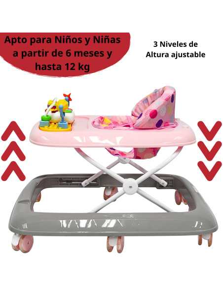 Andadera para Bebé Luz y Sonido Juguetes Interactivos Altura Ajustable Plegable Ruedas de Goma Apta desde 6 meses y hasta 12 kg | Joykoo Tienda Oficial