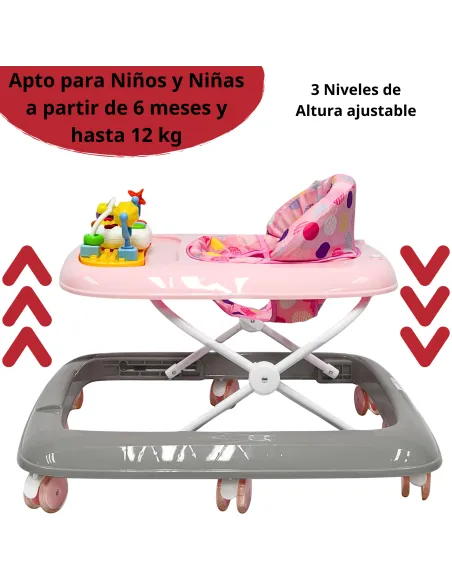 Andadera para Bebé Luz y Sonido Juguetes Interactivos Altura Ajustable Plegable Ruedas de Goma Apta desde 6 meses y hasta 12 kg | Joykoo Tienda Oficial