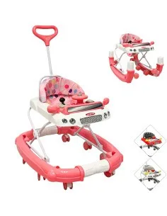 Andadera para Bebé Mecedora Luz y Sonido Diseño de Carrito Bastón Dirigible Alturas Ajustables Plegable Ruedas de Goma Joykoo - 