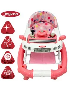 Andadera para Bebé Mecedora Luz y Sonido Diseño de Carrito Bastón Dirigible Alturas Ajustables Plegable Ruedas de Goma Joykoo -  2