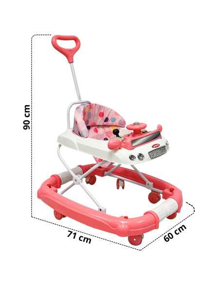 Andadera para Bebé Mecedora Luz y Sonido Diseño de Carrito Bastón Dirigible Alturas Ajustables Plegable Ruedas de Goma | Joykoo Tienda Oficial