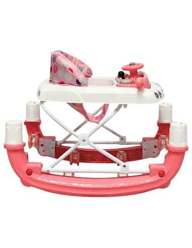 Andadera para Bebé Mecedora Luz y Sonido Diseño de Carrito Bastón Dirigible Alturas Ajustables Plegable Ruedas de Goma | Joykoo Tienda Oficial