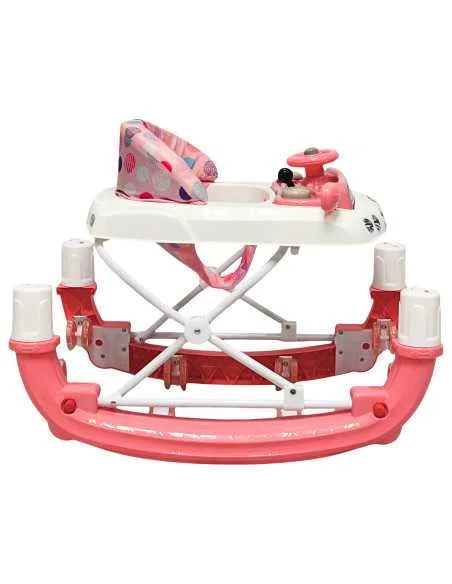 Andadera para Bebé Mecedora Luz y Sonido Diseño de Carrito Bastón Dirigible Alturas Ajustables Plegable Ruedas de Goma | Joykoo Tienda Oficial