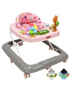 Andadera para Bebé Coco Luz y Sonido Altura Ajustable Plegable Ruedas de Goma Apta desde 6 meses Joykoo - 1 2